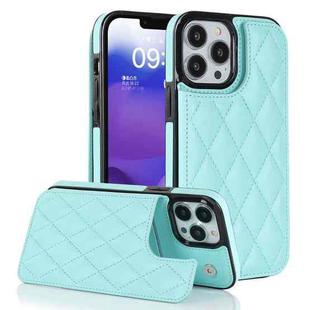 For iPhone 13 Pro Double Buckle Rhombic PU Leather Phone Case(Blue)
