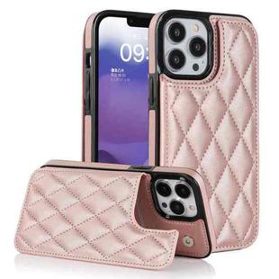 For iPhone 13 Pro Double Buckle Rhombic PU Leather Phone Case(Rose Gold)