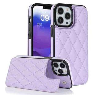 For iPhone 13 Pro Double Buckle Rhombic PU Leather Phone Case(Purple)