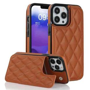 For iPhone 13 Pro Double Buckle Rhombic PU Leather Phone Case(Brown)