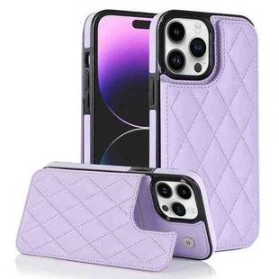 For iPhone 13 Pro Max Double Buckle Rhombic PU Leather Phone Case(Purple)