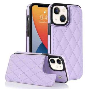 For iPhone 12 Double Buckle Rhombic PU Leather Phone Case(Purple)