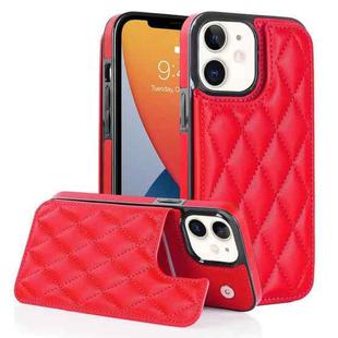 For iPhone 12 mini Double Buckle Rhombic PU Leather Phone Case(Red)