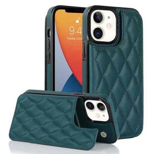 For iPhone 12 mini Double Buckle Rhombic PU Leather Phone Case(Green)