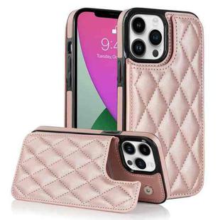 For iPhone 12 Pro Double Buckle Rhombic PU Leather Phone Case(Rose Gold)