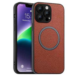 For iPhone 11 Pro Max Skin Feel Litchi Texture MagSafe Magnetic Phone Case(Brown)