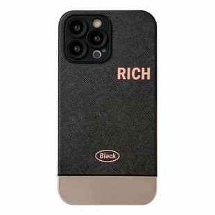 For iPhone 14 Electroplating Stitching PU Leather Phone Case(Black)