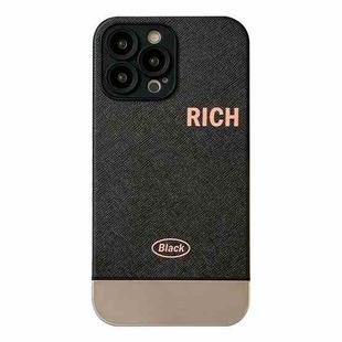 For iPhone 13 Pro Electroplating Stitching PU Leather Phone Case(Black)