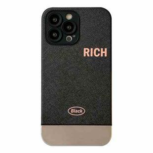 For iPhone 12 Pro Max Electroplating Stitching PU Leather Phone Case(Black)