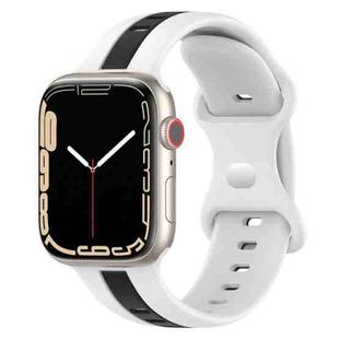 Nail Buckle Two-color Watch Band For Apple Watch Ultra 49mm / Series 8&7 45mm / SE 2&6&SE&5&4 44mm / 3&2&1 42mm(White Black)