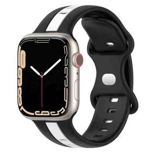 Nail Buckle Two-color Watch Band For Apple Watch Ultra 49mm / Series 8&7 45mm / SE 2&6&SE&5&4 44mm / 3&2&1 42mm(Black White)