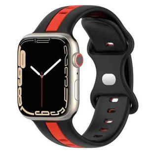 Nail Buckle Two-color Watch Band For Apple Watch Ultra 49mm / Series 8&7 45mm / SE 2&6&SE&5&4 44mm / 3&2&1 42mm(Black Red)