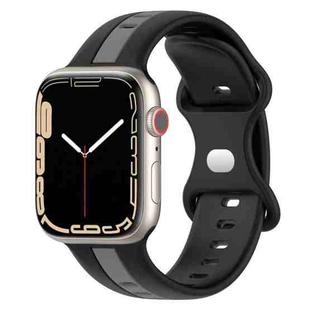 Nail Buckle Two-color Watch Band For Apple Watch Ultra 49mm / Series 8&7 45mm / SE 2&6&SE&5&4 44mm / 3&2&1 42mm(Black Grey)