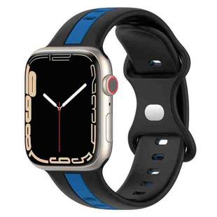 Nail Buckle Two-color Watch Band For Apple Watch Ultra 49mm / Series 8&7 45mm / SE 2&6&SE&5&4 44mm / 3&2&1 42mm(Black Blue)