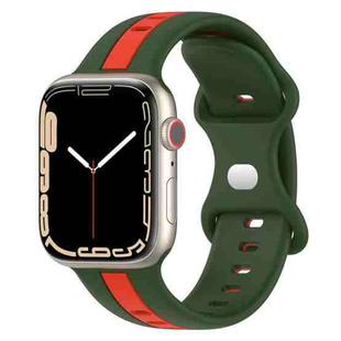 Nail Buckle Two-color Watch Band For Apple Watch Ultra 49mm / Series 8&7 45mm / SE 2&6&SE&5&4 44mm / 3&2&1 42mm(Army Green Red)