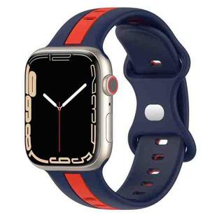 Nail Buckle Two-color Watch Band For Apple Watch Ultra 49mm&Watch Ultra 2 49mm / Series 9&8&7 45mm / SE 3&SE 2&6&SE&5&4 44mm / 3&2&1 42mm(Midnight Blue + Red)