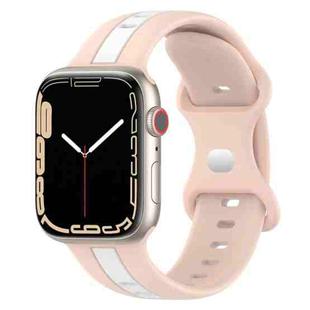 Nail Buckle Two-color Watch Band For Apple Watch Series 8&7 41mm / SE 2&6&SE&5&4 40mm / 3&2&1 38mm(Pink White)