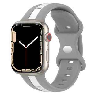 Nail Buckle Two-color Watch Band For Apple Watch Series 8&7 41mm / SE 2&6&SE&5&4 40mm / 3&2&1 38mm(Light Grey White)