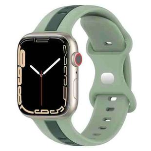 Nail Buckle Two-color Watch Band For Apple Watch Series 8&7 41mm / SE 2&6&SE&5&4 40mm / 3&2&1 38mm(Light Green + Dark Green)