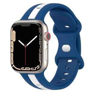 Nail Buckle Two-color Watch Band For Apple Watch Series 8&7 41mm / SE 2&6&SE&5&4 40mm / 3&2&1 38mm(Sky Blue + White)
