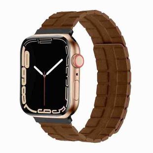 Square Two-section Leather Magnetic Watch Band For Apple Watch Ultra 49mm / Series 8&7 45mm / SE 2&6&SE&5&4 44mm / 3&2&1 42mm(Saddle Brown)