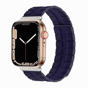 Square Two-section Leather Magnetic Watch Band For Apple Watch Ultra 49mm&Watch Ultra 2 49mm / Series 9&8&7 45mm / SE 3&SE 2&6&SE&5&4 44mm / 3&2&1 42mm(Indigo Blue)