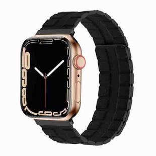 Square Two-section Leather Magnetic Watch Band For Apple Watch Ultra 49mm / Series 8&7 45mm / SE 2&6&SE&5&4 44mm / 3&2&1 42mm(Black)