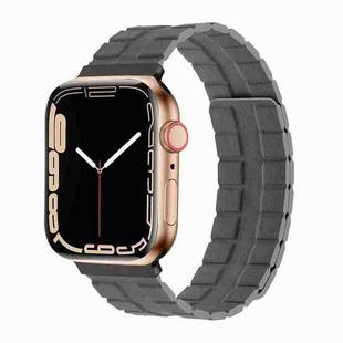 Square Two-section Leather Magnetic Watch Band For Apple Watch Ultra 49mm / Series 8&7 45mm / SE 2&6&SE&5&4 44mm / 3&2&1 42mm(Space Grey)