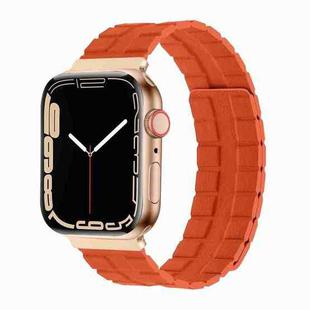 Square Two-section Leather Magnetic Watch Band For Apple Watch Ultra 49mm / Series 8&7 45mm / SE 2&6&SE&5&4 44mm / 3&2&1 42mm(Orange)
