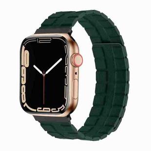 Square Two-section Leather Magnetic Watch Band For Apple Watch Series 8&7 41mm / SE 2&6&SE&5&4 40mm / 3&2&1 38mm(Fir Green)