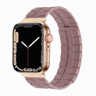 Square Two-section Leather Magnetic Watch Band For Apple Watch Series 8&7 41mm / SE 2&6&SE&5&4 40mm / 3&2&1 38mm(Rose Pink)