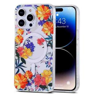 For iPhone 13 Pro Max Transparent Double Sided Magsafe Phone Case(Color Flower)