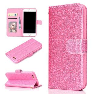 For iPhone 6 Glitter Powder Horizontal Flip Leather Case with Card Slots & Holder & Photo Frame & Wallet(Pink)