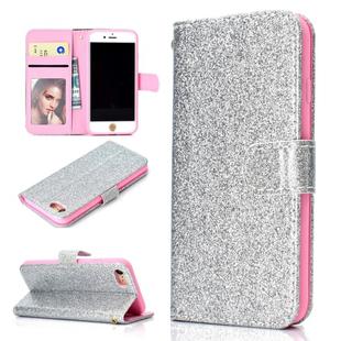 For iPhone 7 Glitter Powder Horizontal Flip Leather Case with Card Slots & Holder & Photo Frame & Wallet(Silver)