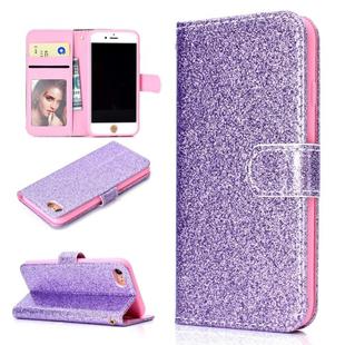 For iPhone 7 Glitter Powder Horizontal Flip Leather Case with Card Slots & Holder & Photo Frame & Wallet(Purple)