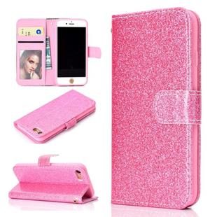 For iPhone 8 Glitter Powder Horizontal Flip Leather Case with Card Slots & Holder & Photo Frame & Wallet(Pink)