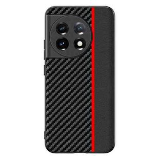 For OnePlus 11 Ultra-thin Carbon Fiber Texture Printing Phone Case(Black Red)