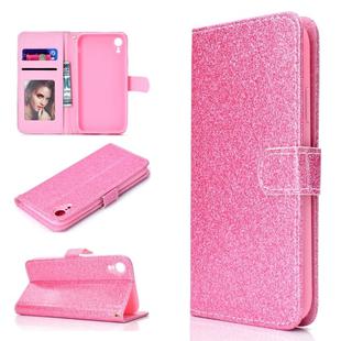 For iPhone XR Glitter Powder Horizontal Flip Leather Case with Card Slots & Holder & Photo Frame & Wallet(Pink)