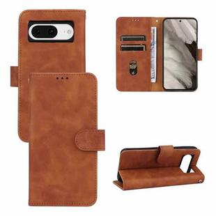 For Google Pixel 8 Skin Feel Magnetic Flip Leather Phone Case(Brown)