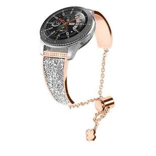 For Garmin Venu / Venu 2 Plus / Venu Sq / Sq2 20mm Diamond Chain Mental Watch Band(Rose Gold)