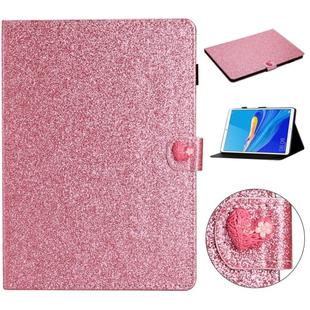 For Huawei MediaPad M6 8.4 Glitter Powder Love Buckle Horizontal Flip Leather Case with Holder & Card Slots(Pink)