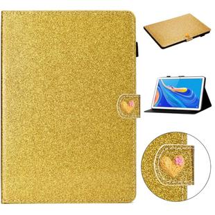 For Huawei MediaPad M6 10.8 Glitter Powder Love Buckle Horizontal Flip Leather Case with Holder & Card Slots(Gold)