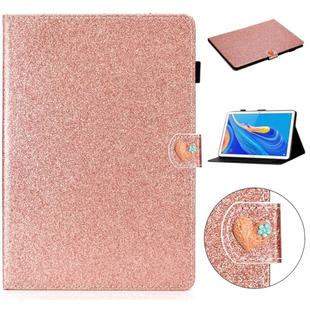 For Huawei MediaPad M6 10.8 Glitter Powder Love Buckle Horizontal Flip Leather Case with Holder & Card Slots(Rose Gold)