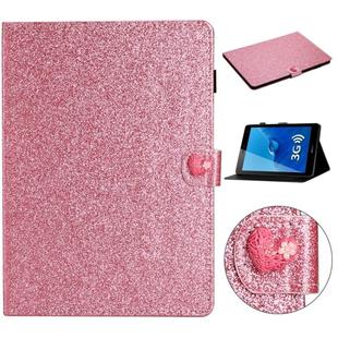 For Huawei MediaPad T3 7.0 Glitter Powder Love Buckle Horizontal Flip Leather Case with Holder & Card Slots(Pink)