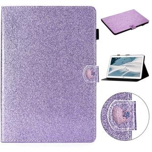 For Huawei MediaPad T3 10 Glitter Powder Love Buckle Horizontal Flip Leather Case with Holder & Card Slots(Purple)