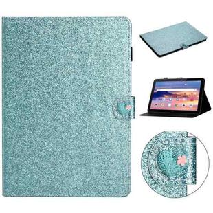 For Huawei MediaPad T5 10 inch Glitter Powder Love Buckle Horizontal Flip Leather Case with Holder & Card Slots(Blue)