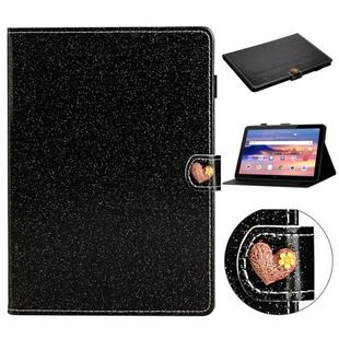 For Huawei MediaPad T5 10 inch Glitter Powder Love Buckle Horizontal Flip Leather Case with Holder & Card Slots(Black)