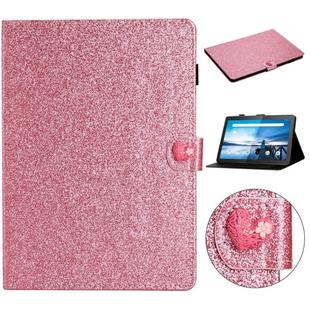 For Lenovo Tab M10 X605F X505 Glitter Powder Love Buckle Horizontal Flip Leather Case with Holder & Card Slots(Pink)