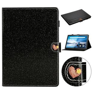 For Lenovo Tab M10 X605F X505 Glitter Powder Love Buckle Horizontal Flip Leather Case with Holder & Card Slots(Black)