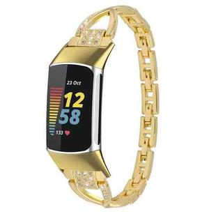 For Fitbit Charge 2 Diamond Metal Watch Band(Gold)